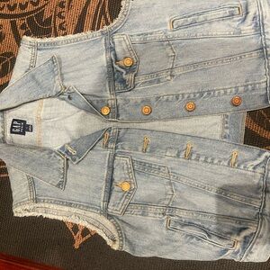 GAP Faded Blue Denim Vest with Button Accents